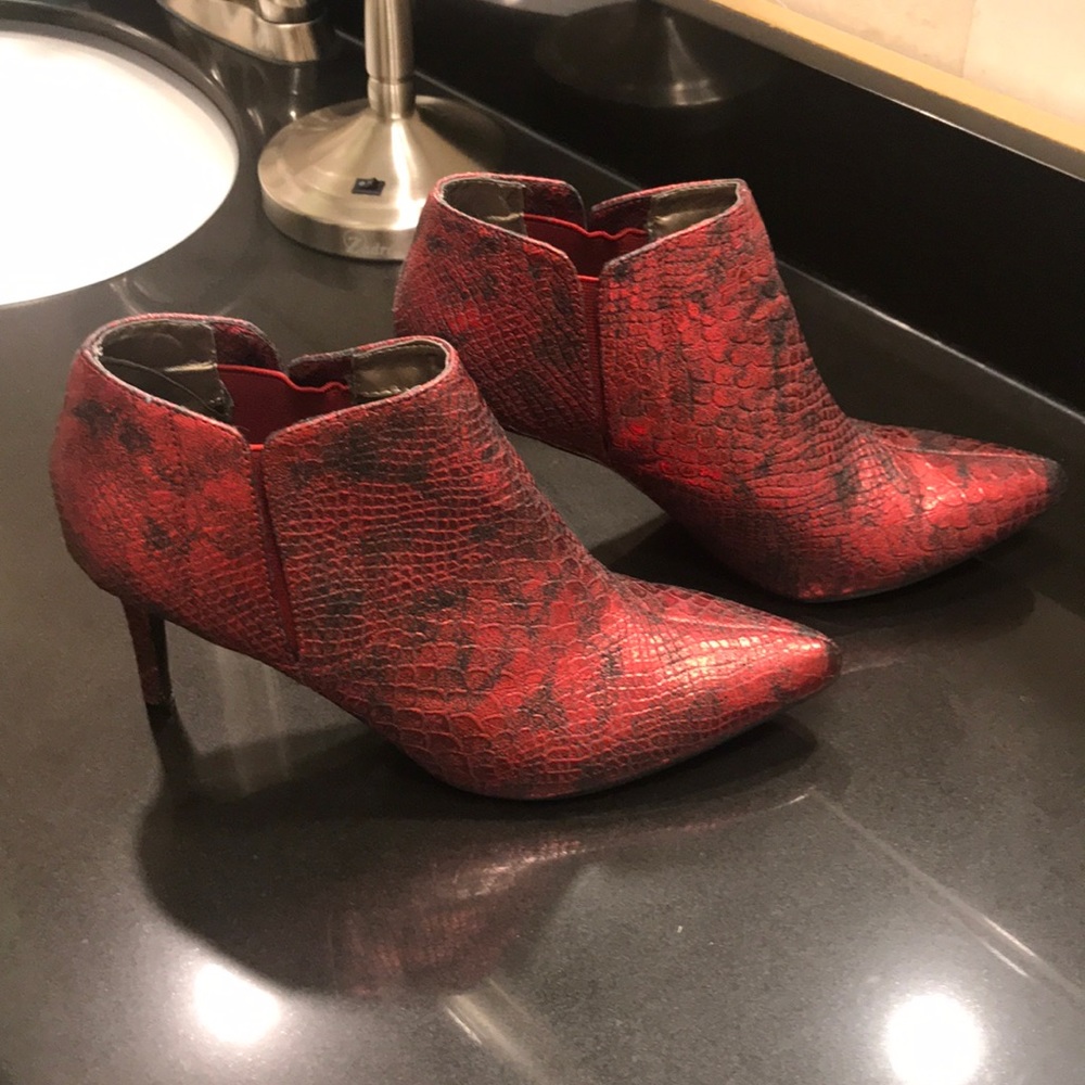 Red and Black Metallic Booties